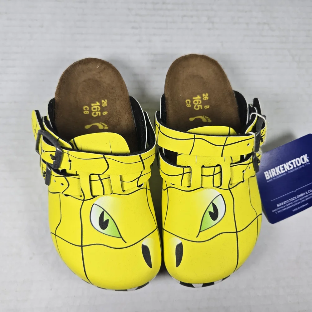 Birkenstock Kids Unisex Kay Clogs Yellow Monster Dinosaur Clogs Mules C8 toddler - Picture 8 of 10